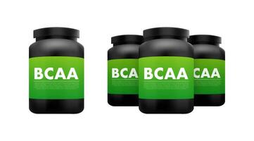 bcaa - grenad kedja amino syra flaska. bcaa tillägg. sporter näring. vektor stock illustration.