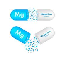 blå magnesium på vit bakgrund. magnesium mineral. mg piller kapsel. rörelse grafik . 4k vektor