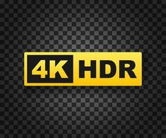 4k Ultra hd Symbol, hoch Definition 4k Auflösung markieren, hdr. Vektor Lager Illustration.