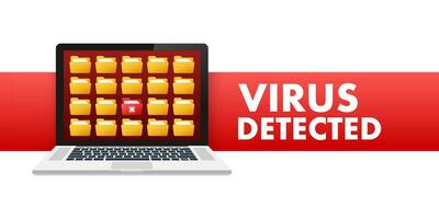 Virus erkannt, warnen Botschaft. Cyber Attacke. Notfall aufmerksam. Vektor Lager Illustration.