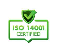 iso 14001 auktoriserad bricka, ikon. certifiering stämpel. platt design rörelse grafik 4k vektor