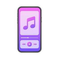 Handy, Mobiltelefon Anwendung Schnittstelle. Musik- Spieler. Musik- App. Vektor Lager Illustration.