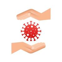Zeichen Vorsicht Coronavirus im Hände. Coronavirus Achtung und Öffentlichkeit Gesundheit Risiko Krankheit und Grippe Ausbruch. Bewegung Grafik 4k vektor