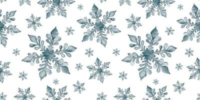 Aquarell Hand gezeichnet nahtlos Muster mit Blau, blaugrün und Rose farbig Schneeflocken. Weihnachten Neu Jahr Schnee Design zum Urlaub Gruß Karten, drucken, Textil, Verkauf, Netz, Design und Verpackung Papier. vektor