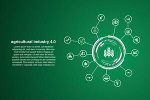 Industrie 4.0 Symbol mit das Konzept von Landwirtschaft und Plantagen mit Clever Bauern. Digital iot Landwirtschaft Methoden und Bauernhof Automatisierung. vektor