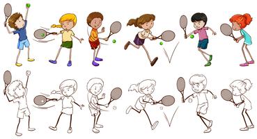 Män och kvinnor spelare för tennis vektor