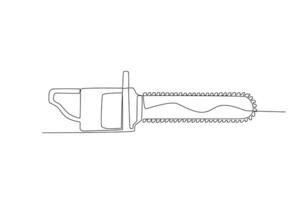 ett kontinuerlig linje teckning av ett motorsåg. ett linje begrepp grafisk design vektor illustration av byggnad konstruktion verktyg