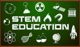 STEM-Bildungsplakat mit Symbolen an Bord vektor