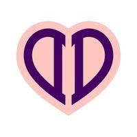 logotyp d hjärta monogram 2 brev alfabet font kärlek logotyp valentine logotyp broderi vektor