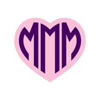 logotyp m hjärta monogram 3 brev alfabet font kärlek logotyp valentine logotyp broderi vektor