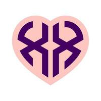 Logo x Herz Monogramm 2 Briefe Alphabet Schriftart Liebe Logo Valentinstag Logo Stickerei vektor