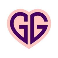 Logo G Herz Monogramm 2 Briefe Alphabet Schriftart Liebe Logo Valentinstag Logo Stickerei vektor