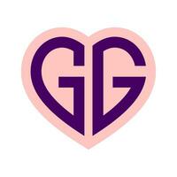 logotyp g hjärta monogram 2 brev alfabet font kärlek logotyp valentine logotyp broderi vektor