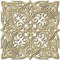 Vektor Gold kazakh National Muster. Platz ethnisch Ornament von Steppe Nomaden Völker.
