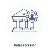 Daten Prozessor gdpr Symbol. Handhabung Daten beruflich. Experte Daten wird bearbeitet, gdpr Daten Handhabung, Fachmann Daten Prozessor, Vektor editierbar Schlaganfall Symbol.