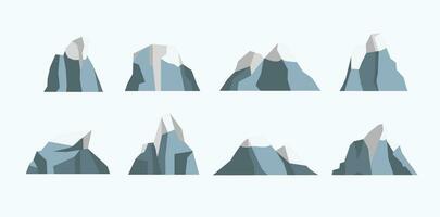 is och sten berg landskap ikon uppsättning, natur vektor illustration
