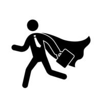 Superheld Geschäft Piktogramm Mann Symbol Satz. Superheld Geschäftsmann fliegend Stock Figur. Sieg Arbeiter, Arbeitgeber Piktogramm Person vektor