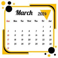 März 2024 Kalender vektor