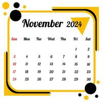 November 2024 Kalender vektor