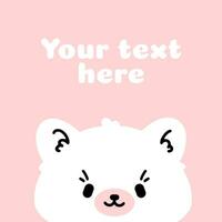 posta mall för social nätverk, vykort. söt vit Björn, kattunge på en rosa bakgrund. barns vektor illustration.
