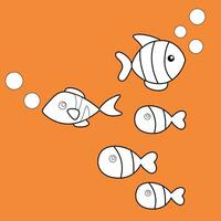 Fisch Tier Karikatur Digital Briefmarke Gliederung vektor