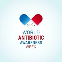 vektor illustration på de tema av värld antibiotikum medvetenhet vecka observerats varje år i under november 18 till 24. värld antimikrobiellt medvetenhet vecka mall för baner, affisch med bakgrund.