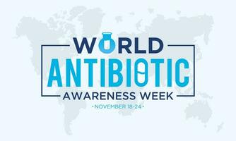 vektor illustration på de tema av värld antibiotikum medvetenhet vecka observerats varje år i under november 18 till 24. värld antimikrobiellt medvetenhet vecka mall för baner, affisch med bakgrund.