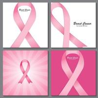 bröstcancer medvetenhet rosa band bakgrund samling uppsättning ve vektor