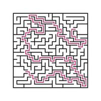 svart fyrkantig labyrint med ingång och utgång. ett intressant och användbart spel för barn. enkel platt vektorillustration isolerad på vit bakgrund. med svaret. vektor