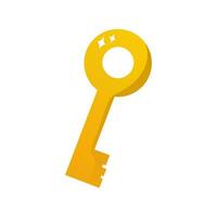 ein golden Schlüssel auf ein Weiß Hintergrund. Spiel Symbol. Vektor