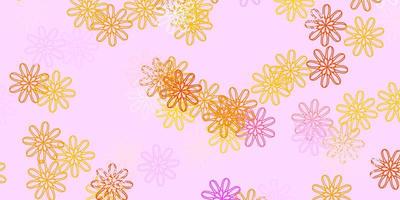 ljusrosa, gula vektor doodle textur med blommor.