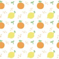 nahtloses Muster mit Früchten. Zitronen- und Orangenmuster auf weißem Hintergrund. vektor
