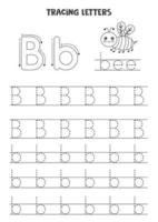 spåra bokstäver i engelska alfabetet. svartvitt kalkylblad. vektor