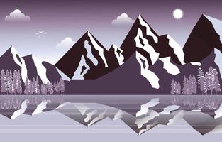 gefrorener see winter eis bergkiefer natur landschaft illustration vektor