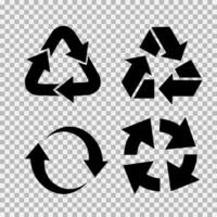 Recycling eben Vektor Symbole Satz. Pfeile eben Vektor Symbole einstellen