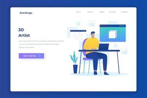 3D-Künstlerillustrations-Landingpage-Konzept vektor