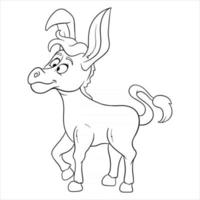 Tiercharakter lustiger Esel im Linienstil Malbuch vektor