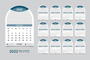 2022 Wandkalender Vorlage vektor