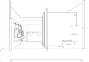 3d illustration av modul- badrum vektor