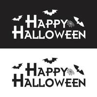 glücklich Halloween Text Beschriftung. Urlaub Kalligraphie Poster, Gruß Karte, Party Einladung. glücklich Halloween Text Banner schwarz Weiß Hintergrund vektor