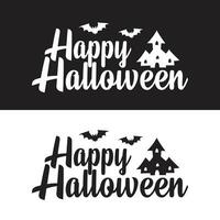 Lycklig halloween vektor text. Semester kalligrafi affisch, hälsning kort, fest inbjudan. Lycklig halloween text baner svart vit bakgrund