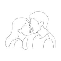 Single Linie jung Paar ist küssen aus Linie Vektor Kunst Illustration