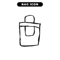 väska ikon design med svart hand dragen översikt stil vektor