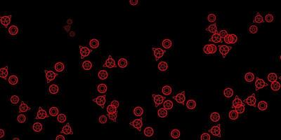 dunkelrotes Vektormuster mit magischen Elementen. vektor