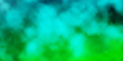 ljusblå, grön vektorlayout med molnlandskap. vektor