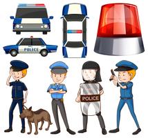 Polizist und Polizeiautos vektor