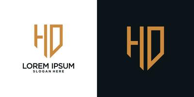 Monogramm Logo Design Initiale Brief h kombiniert mit Schild Element und kreativ Konzept vektor