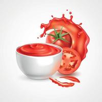 Tomatensauce realistische Zusammensetzungsvektorillustration vektor