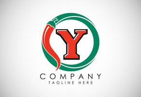 Englisch Alphabet y mit rot Chili Logo Design. Grafik Alphabet Symbol zum korporativ Geschäft vektor