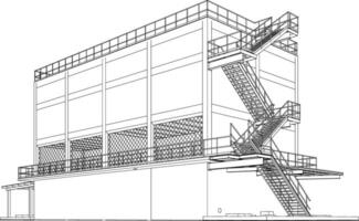 3d illustration av industriell byggnad vektor